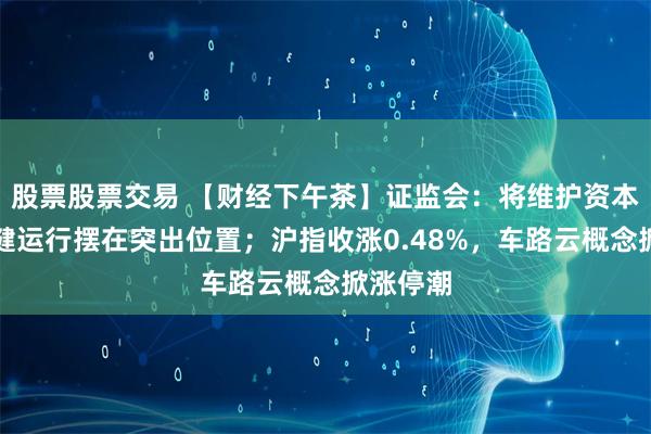 股票股票交易 【财经下午茶】证监会:将维护资本市场稳健运行摆在突出位置;沪指收涨0.48%,车路云概念掀涨停潮