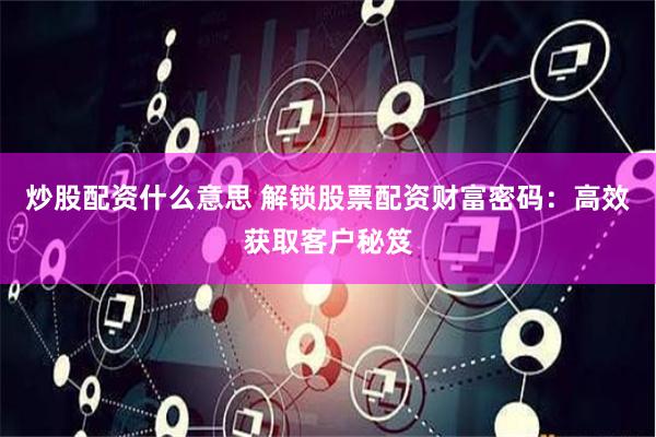 炒股配资什么意思 解锁股票配资财富密码：高效获取客户秘笈
